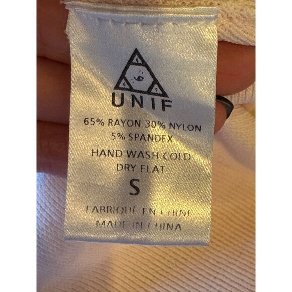 UNIF Dress Women Small Pink Knit Mock Neck Short Sleeve Fit And Flare Mini - Picture 9 of 9